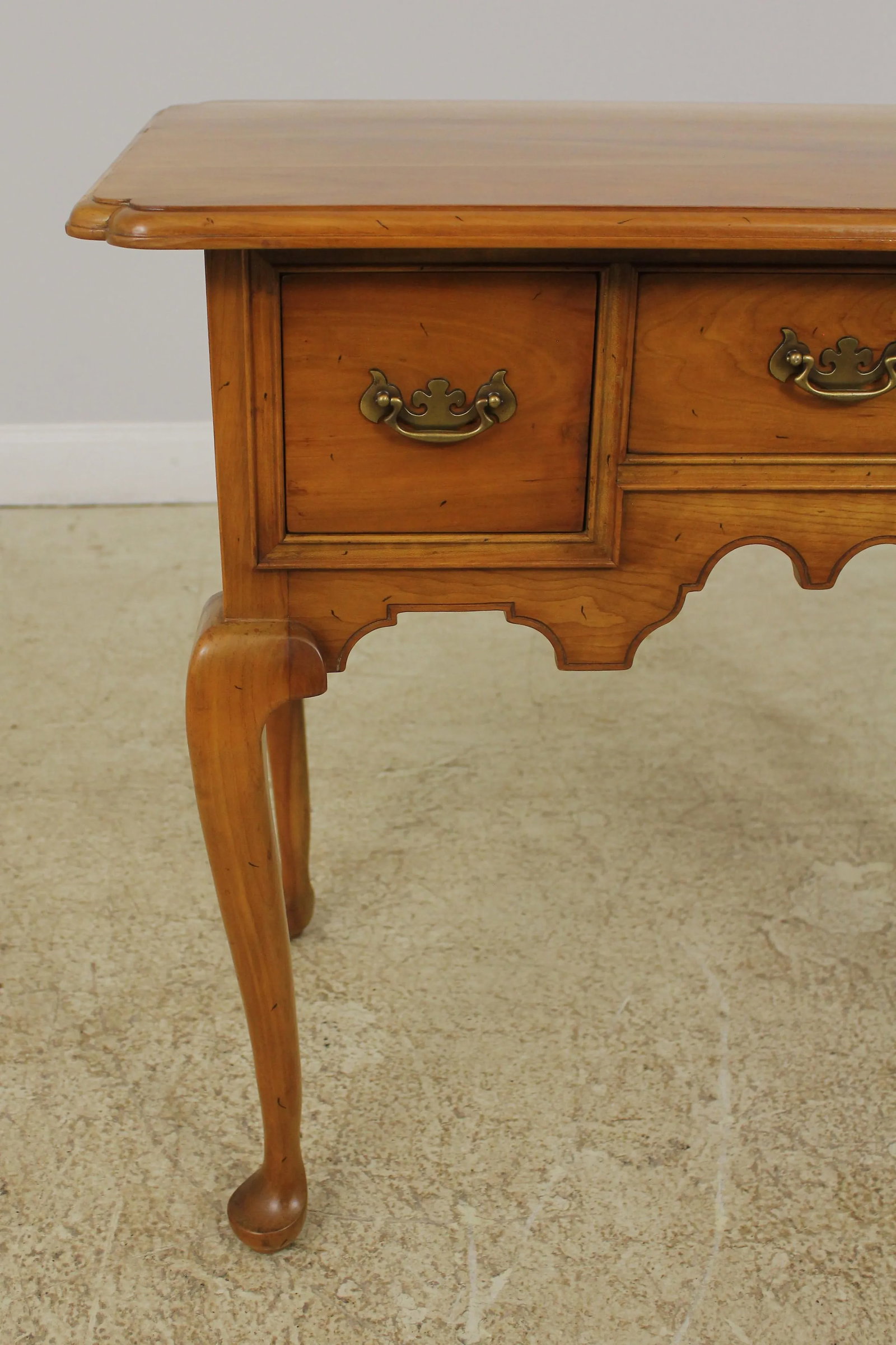 Stickley Queen Anne Cherry Lowboy Table Solid Brass Hardware - 3