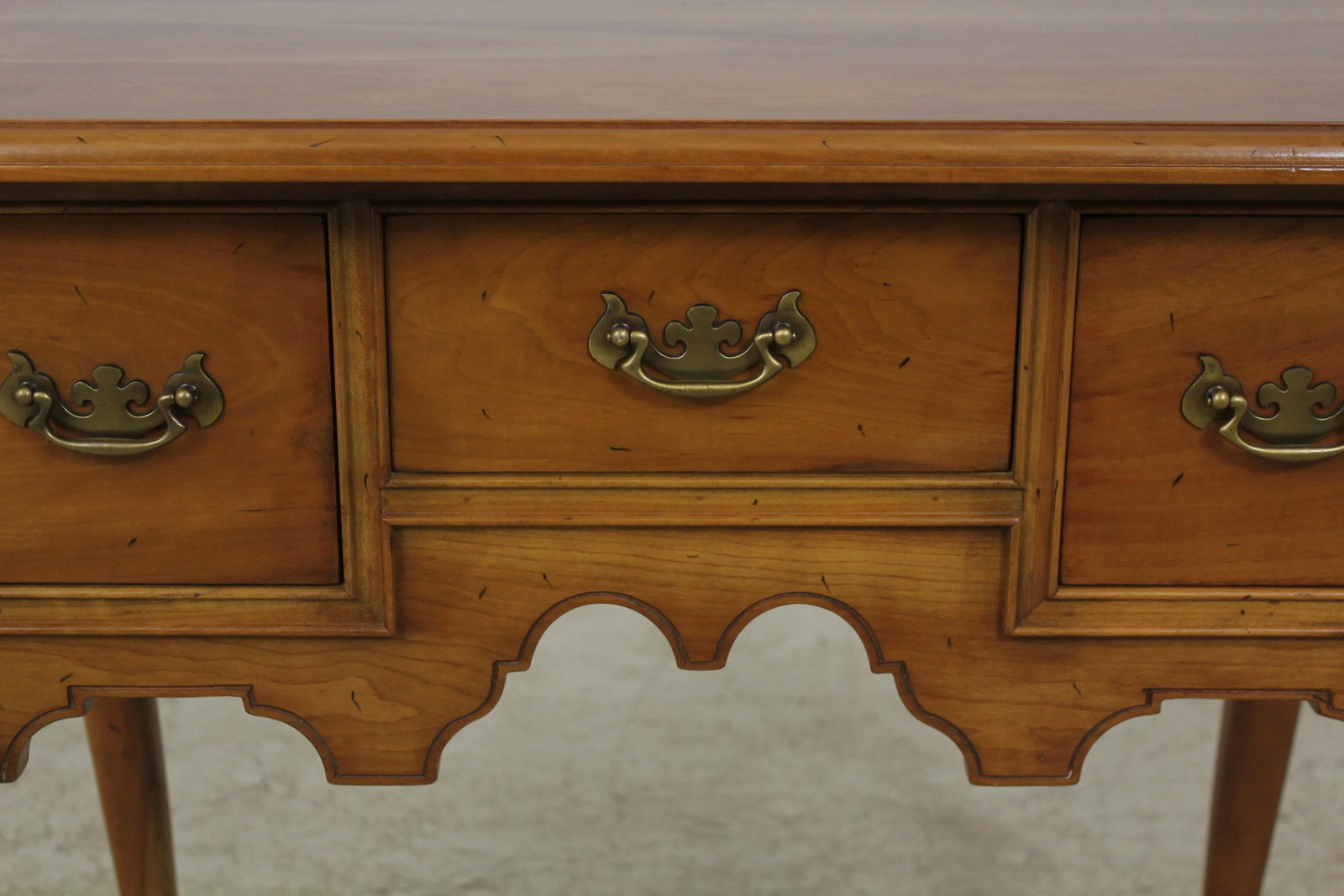 Stickley Queen Anne Cherry Lowboy Table Solid Brass Hardware - 6