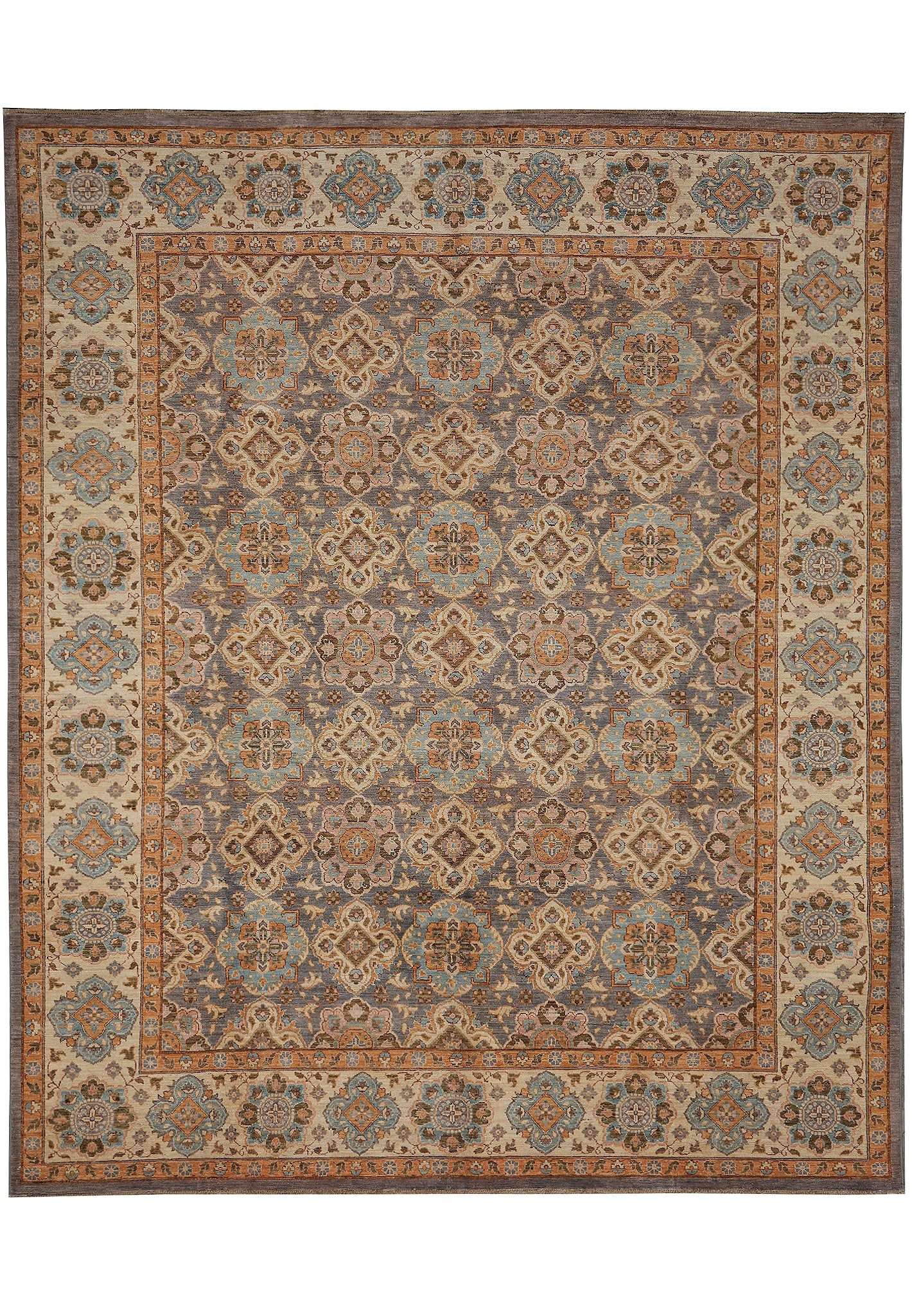 8 x 9.8 Handmade Transitional Wool Rug Pakistan: 8 x 9.8 Handmade Transitional Wool Rug Pakistan Free continental US Shipping This quality handmade transitional rug features a versatile design with softened traditional motifs, updated color palettes