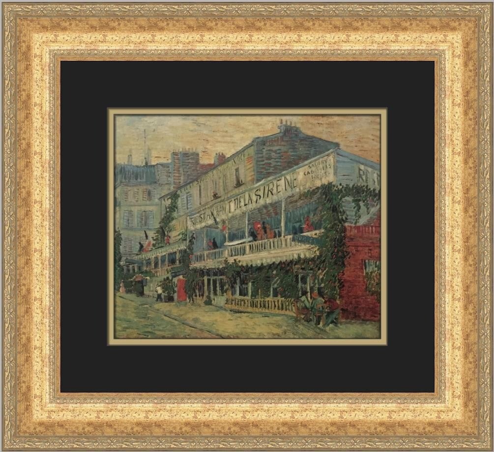 Vincent Van Gogh Restauraunt De La Sirene Custom Framed Print 1979: Vincent Van Gogh Restauraunt De La Sirene Custom Framed Print 1979 This stunning custom framed print features Vincent Van Gogh's artwork titled 'Restauraunt De La Sirene,' showcasing a beautiful expre