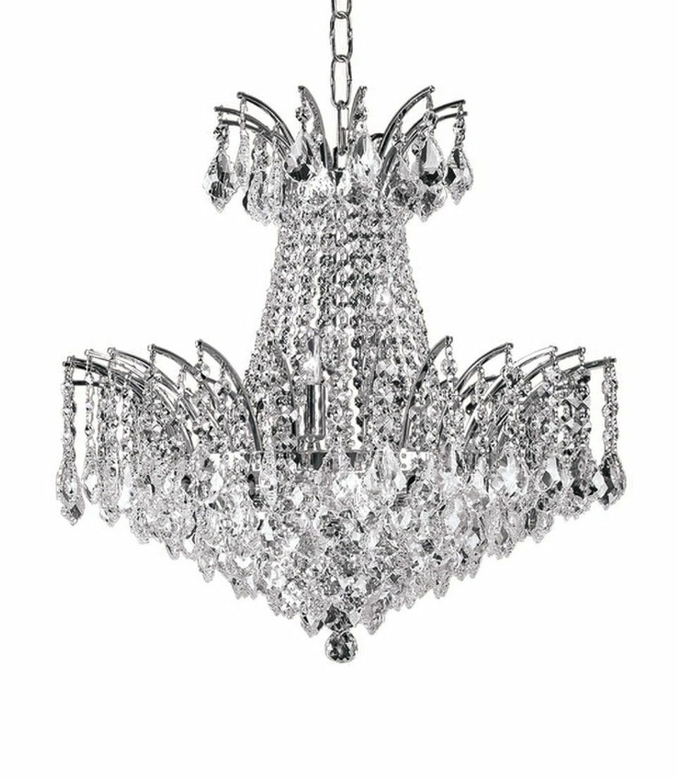 Artistry Victoria 11 Light Asfour Crystal Chrome Chandelier 24 in: Artistry Victoria 11 Light Asfour Crystal Chrome Chandelier 24 in This 11-light chandelier features clear Asfour crystals, a chrome-plated finish, and a modern style. It is a hardwired indoor light fi