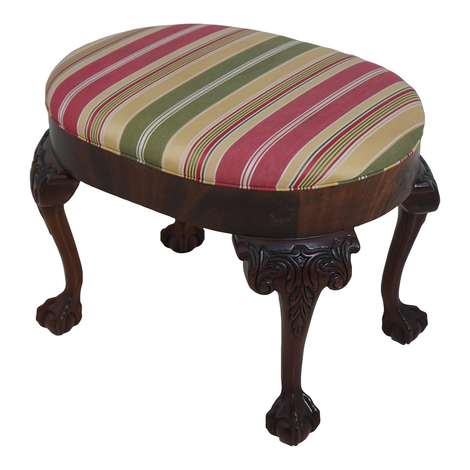 Chippendale Style Southwood Mahogany Ball & Claw Ottoman (1 of 10)