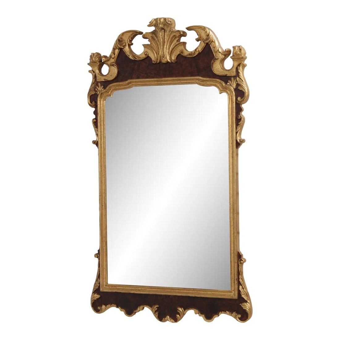 Labarge Chippendale Style Walnut Wall Mirror Gold Accents (1 of 10)