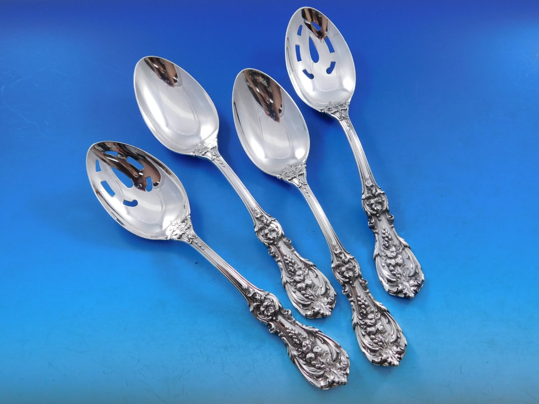 Reed & Barton Francis I Sterling Silver 4 Piece Serving Spoon Set: Reed & Barton Francis I Sterling Silver 4 Piece Serving Spoon Set Enhance your dining experience with this exquisite set of serving spoons from the renowned Reed & Barton, featuring the elegant Franci