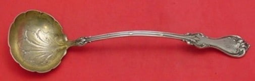 Whiting Duke of York 12 Inch Sterling Silver Gold Washed Soup Ladle: Whiting Duke of York 12 Inch Sterling Silver Gold Washed Soup Ladle Introducing the Duke of York soup ladle by Whiting, crafted from high-quality sterling silver with a luxurious gold wash. This exqui