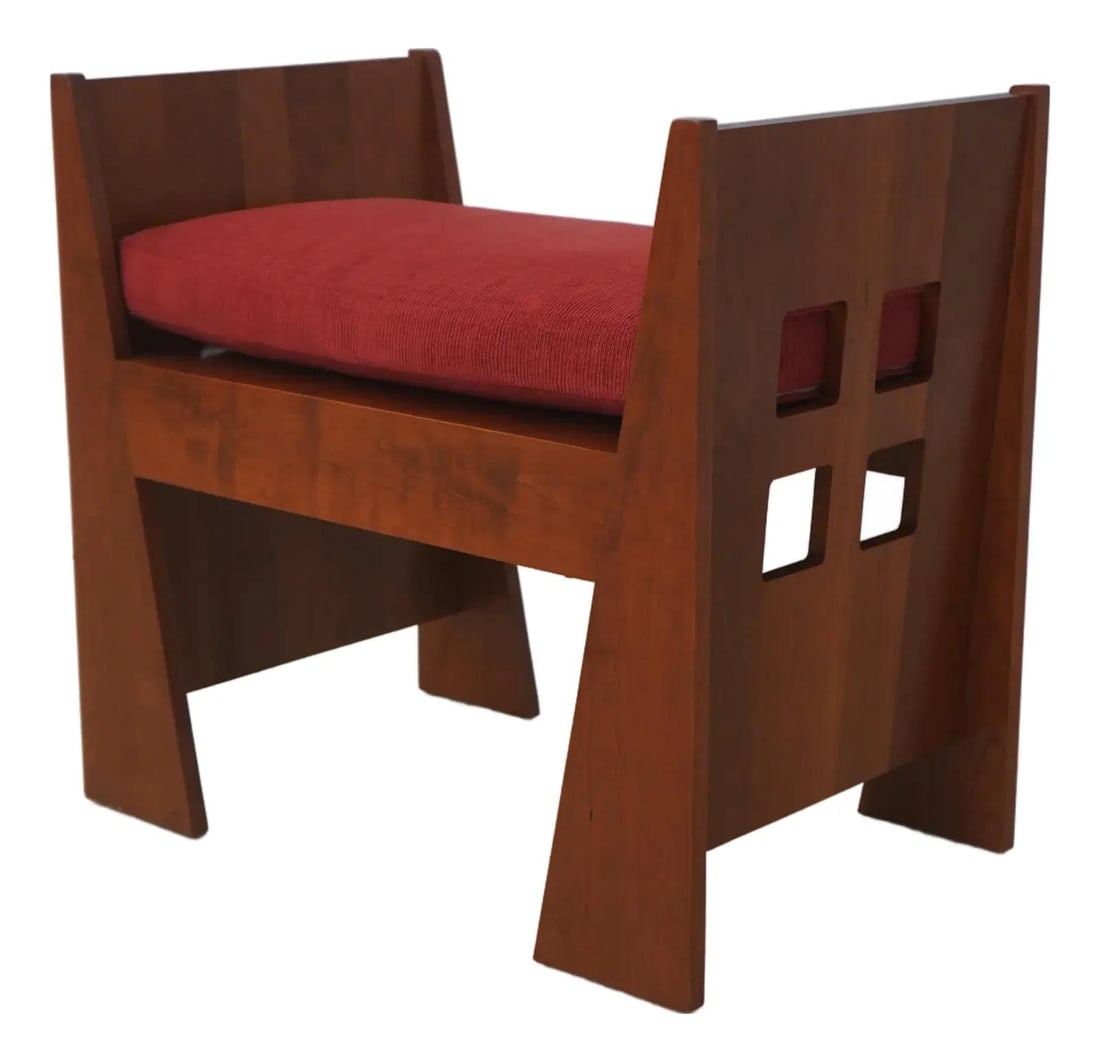 Arts and Crafts Cherry Wood Bench in Limbert Style by Stickley (1 of 10)