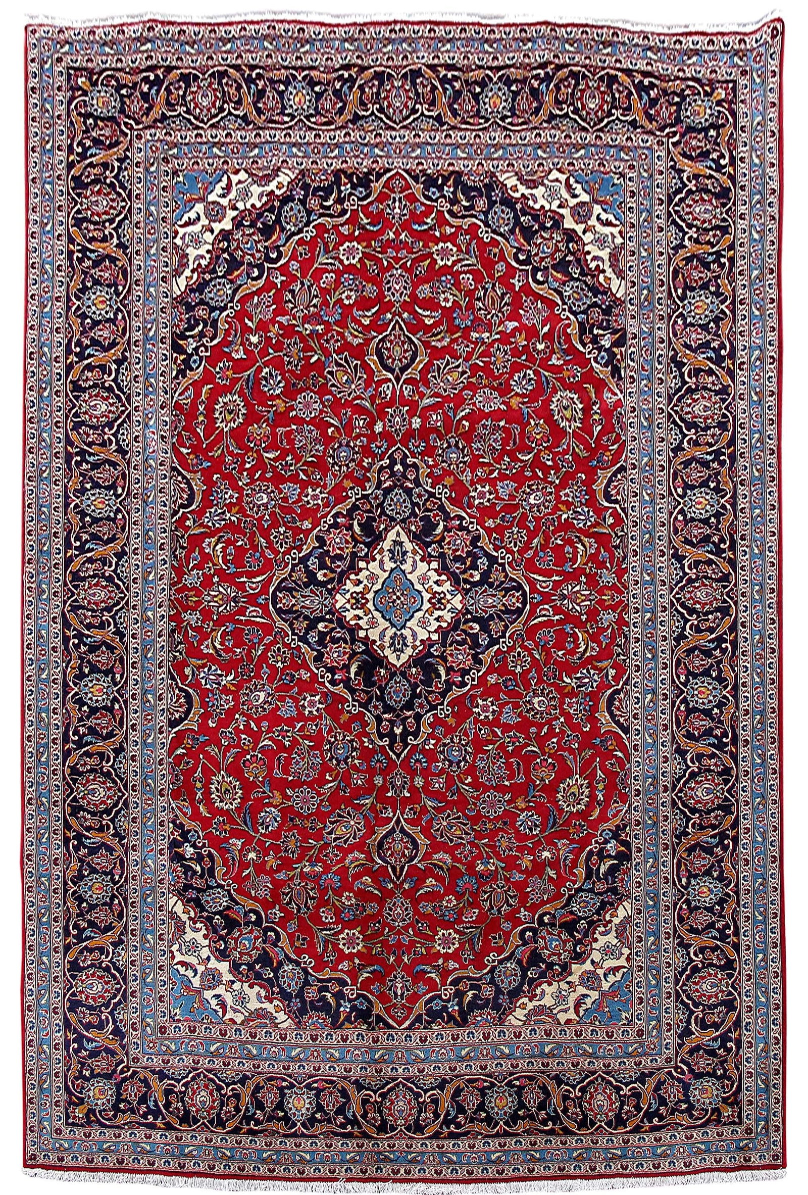 8 x 11.5 Authentic Persian Kashan Wool Rug Hand Knotted Iran Floral Medallion: 8 x 11.5 Authentic Persian Kashan Wool Rug Hand Knotted Iran Floral Medallion Free continental US Shipping This authentic Persian Kashan rug from Iran showcases the renowned craftsmanship and elegance