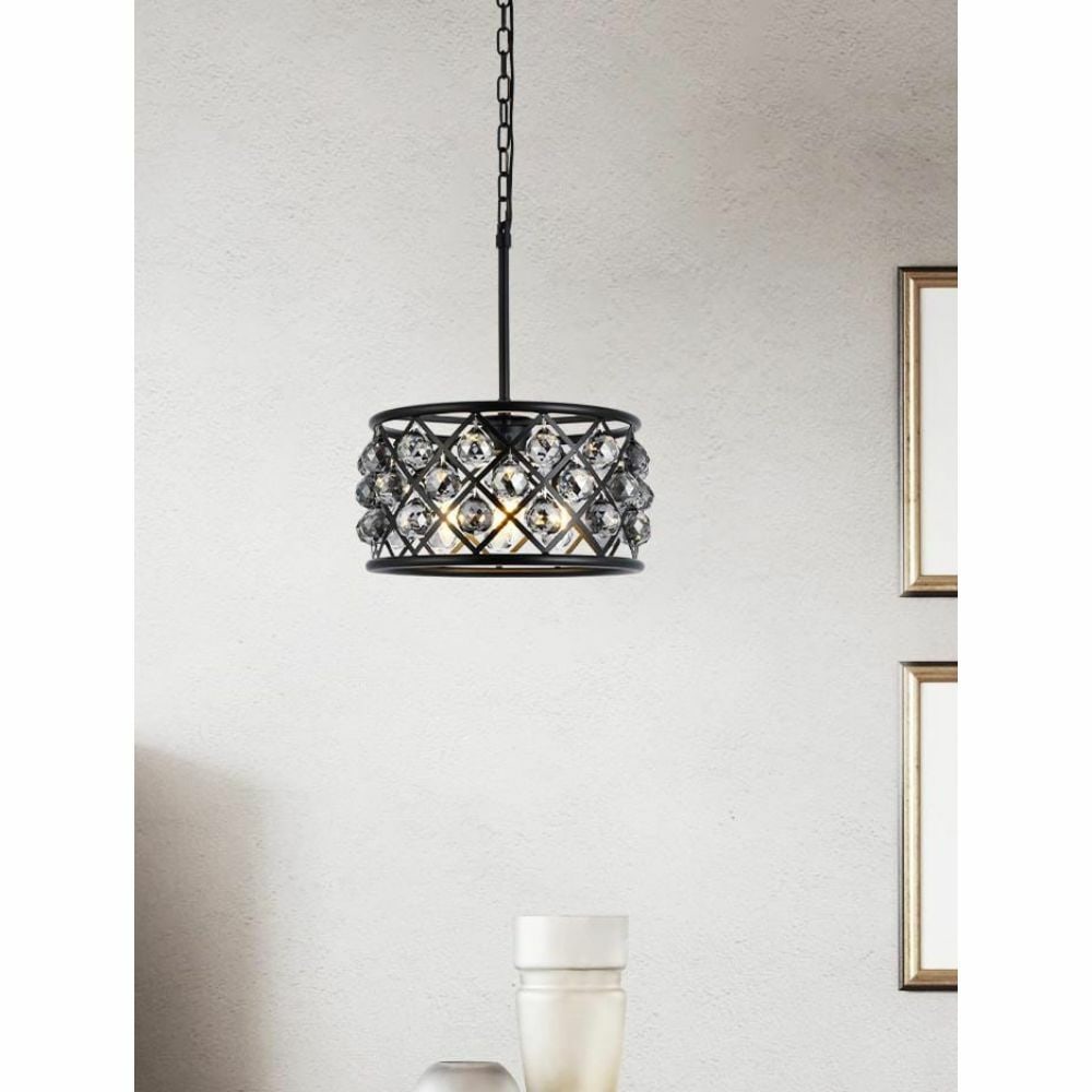 Madison 4 Light Crystal Pendant Matte Black Silver Shade (1 of 8)