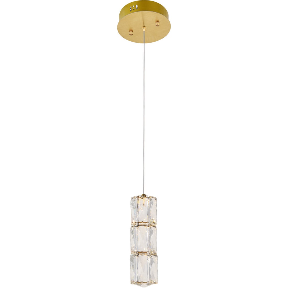 Polaris 6 in Crystal Glass Pendant Light Gold Finish: Polaris 6 in Crystal Glass Pendant Light Gold Finish Modern goldish pendant chandelier with clear Royal Cut crystals and a round glass shade. It is hardwired, dimmable, height-adjustable, and designed
