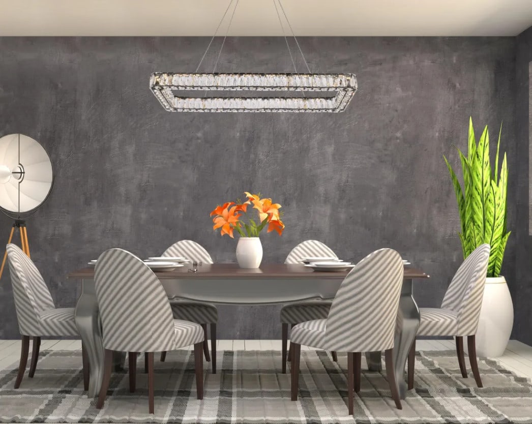 Monroe Black Crystal LED Chandelier 42 Inch: Monroe Black Crystal LED Chandelier 42 Inch This modern black crystal chandelier from the Monroe Collection features a sleek rectangular design, making it a stylish centerpiece for foyers, dining room
