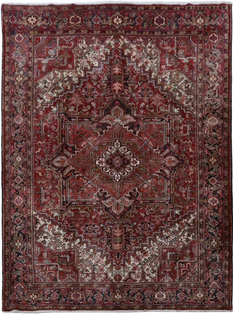 Coral Red Persian Heriz Rug 8' x 11' Handcrafted Luxury (1 of 6)