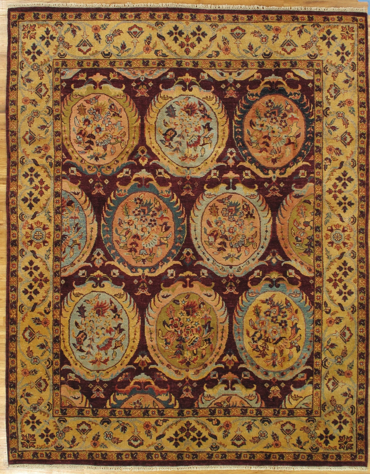 Handwoven 7'8" x 9'9" Multi-Color Traditional Agra Area Rug: Handwoven 7'8" x 9'9" Multi-Color Traditional Agra Area Rug Free continental US Shipping Enhance your home decor with the 7.8 x 9.9 Multi-Color Traditional Agra Rug, a stunning piece that beautifully 