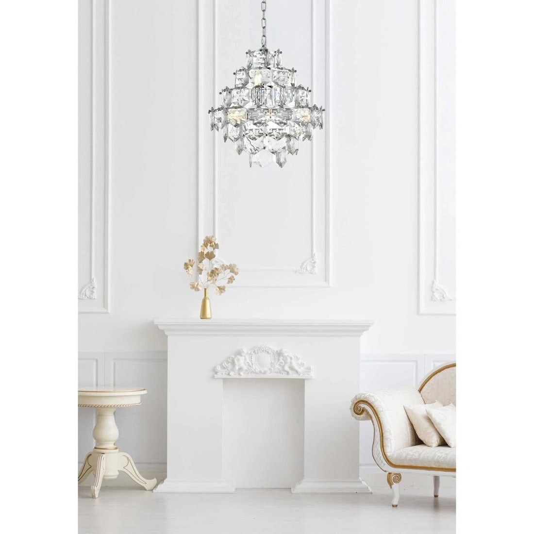 Adaline 11-Light Chrome Crystal Chandelier 20 Inch Foyer Fixture: Adaline 11-Light Chrome Crystal Chandelier 20 Inch Foyer Fixture This modern crystal chandelier features a chrome finish and royal cut crystals, providing an elegant lighting solution for indoor space