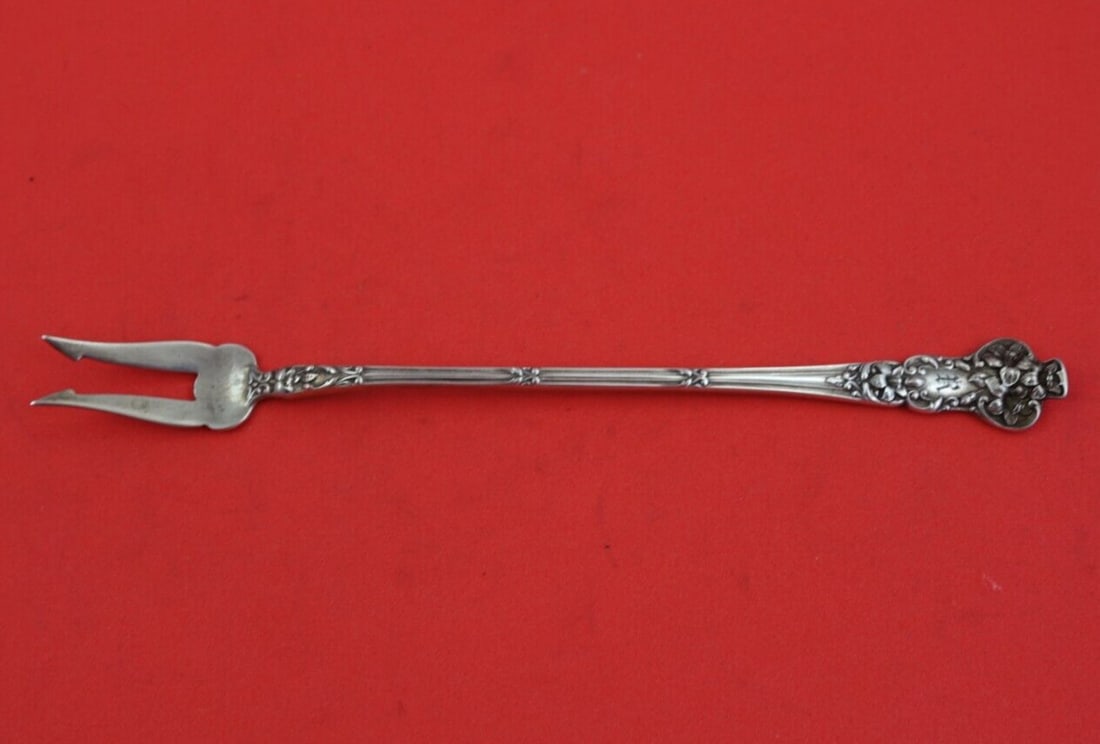 Watson Bridal Flower Sterling Silver 2-Tine Pickle Fork 6.5 Inch Serving (1 of 3)