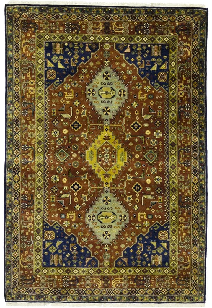 Handmade Wool Tribal Area Rug 4'2 x 5'10 Geometric Design Eco Friendly: Handmade Wool Tribal Area Rug 4'2 x 5'10 Geometric Design Eco Friendly Enhance your space with this stunning 4'2" x 5'10" handmade wool Oriental rug, featuring a vibrant tribal style that complements 