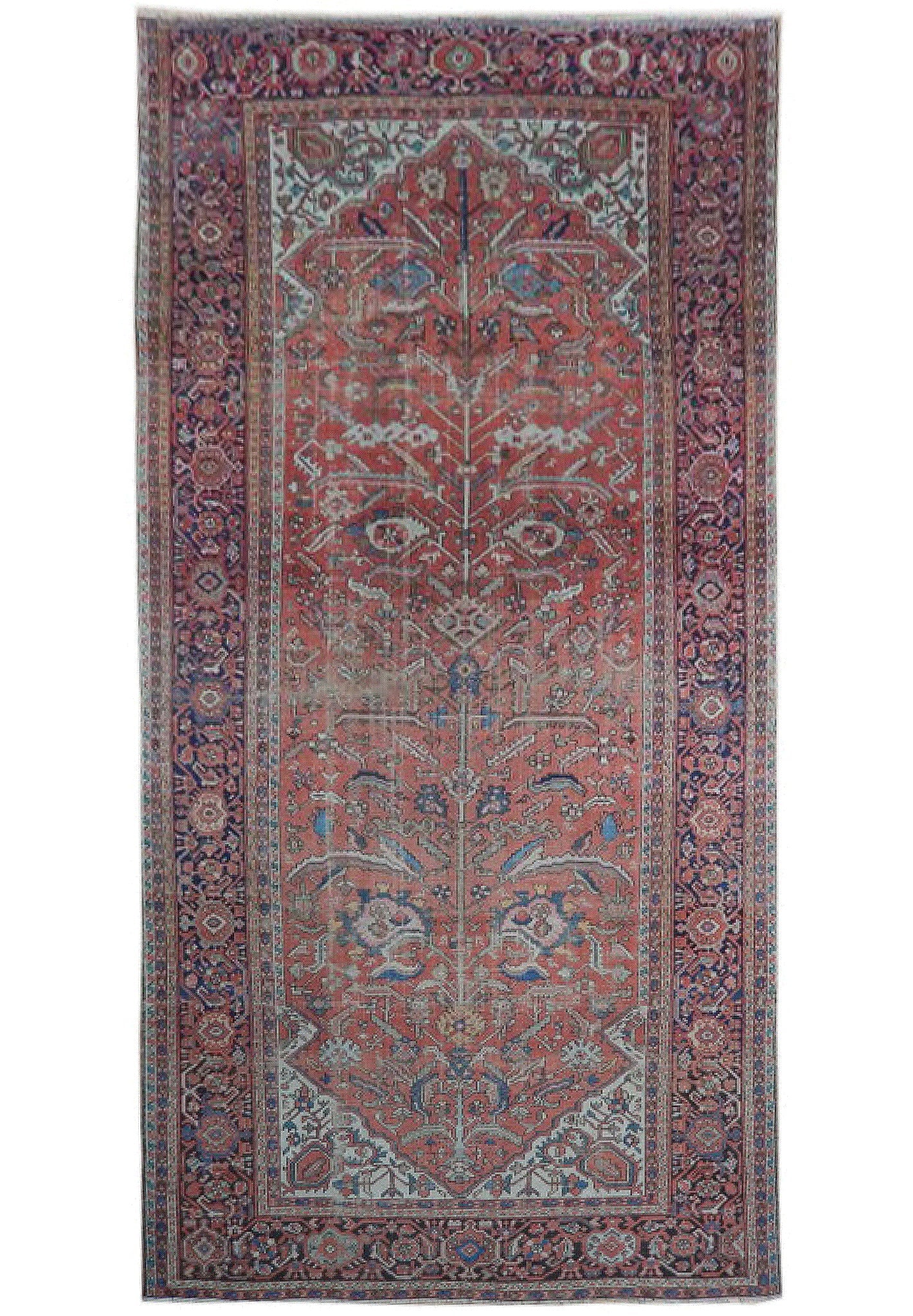 6.5 x 13 Authentic Persian Soltanabad Mahal Rug 1930s: 6.5 x 13 Authentic Persian Soltanabad Mahal Rug 1930s Free continental US Shipping An authentic Persian Soltanabad Mahal rug from the 1930s, hand-knotted in the Arak region of Iran. It features a clas