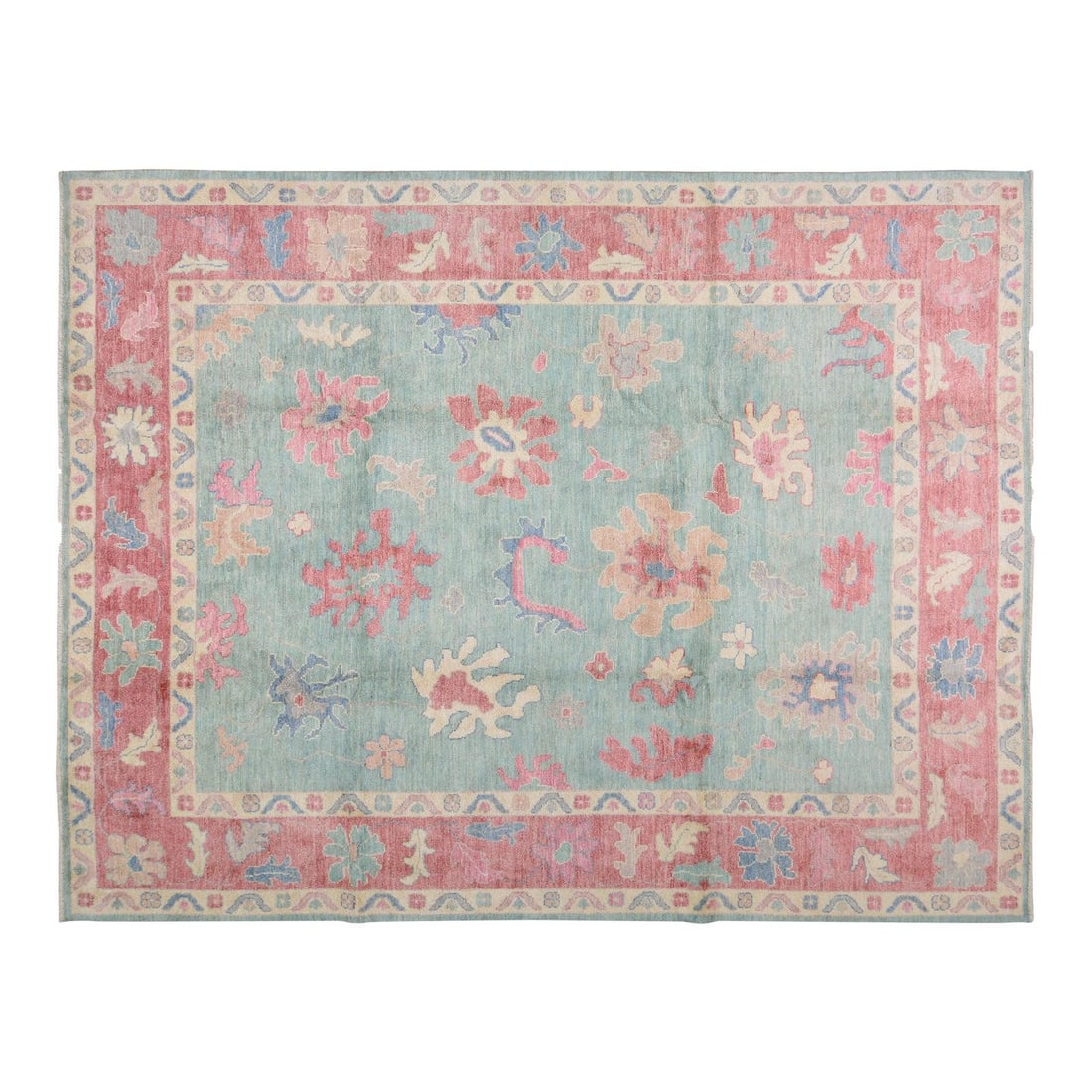 9'4" x 12' Wool Oushak Rug Hand-Knotted in Pakistan Modern Design (1 of 6)