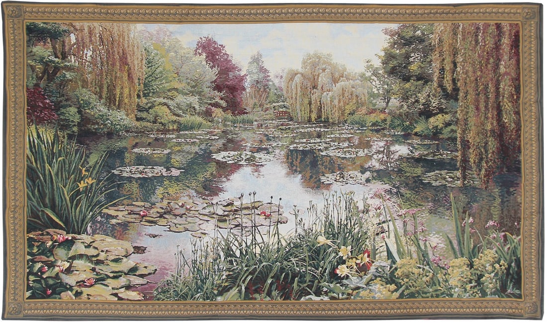 7x11 Wool Verdure Wall Tapestry Lily Pond after Claude Monet (1 of 10)