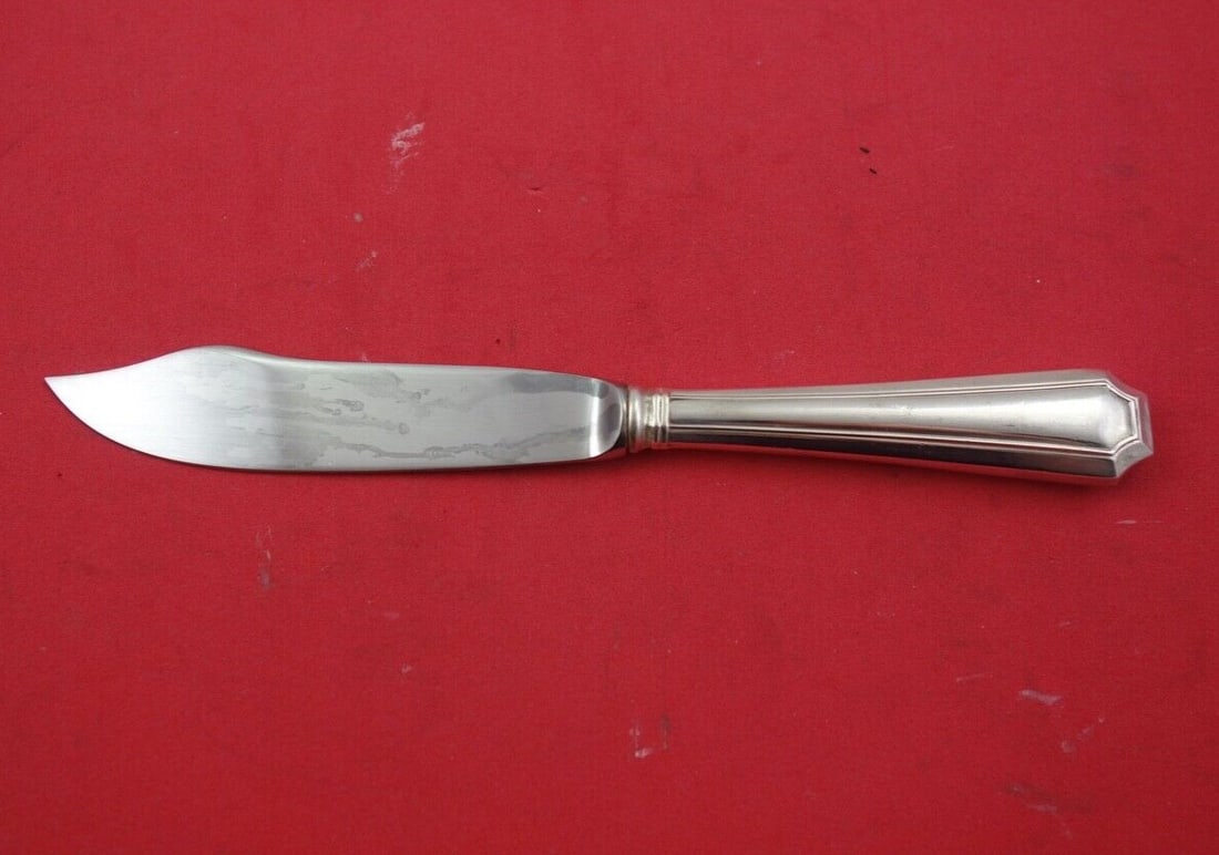 Fairfax Durgin-Gorham Sterling Silver Fish Knife Hollow Handle 7 3/4": Fairfax Durgin-Gorham Sterling Silver Fish Knife Hollow Handle 7 3/4" This exquisite Fairfax fish knife is crafted from sterling silver by Durgin-Gorham, featuring a hollow handle and a stainless blad