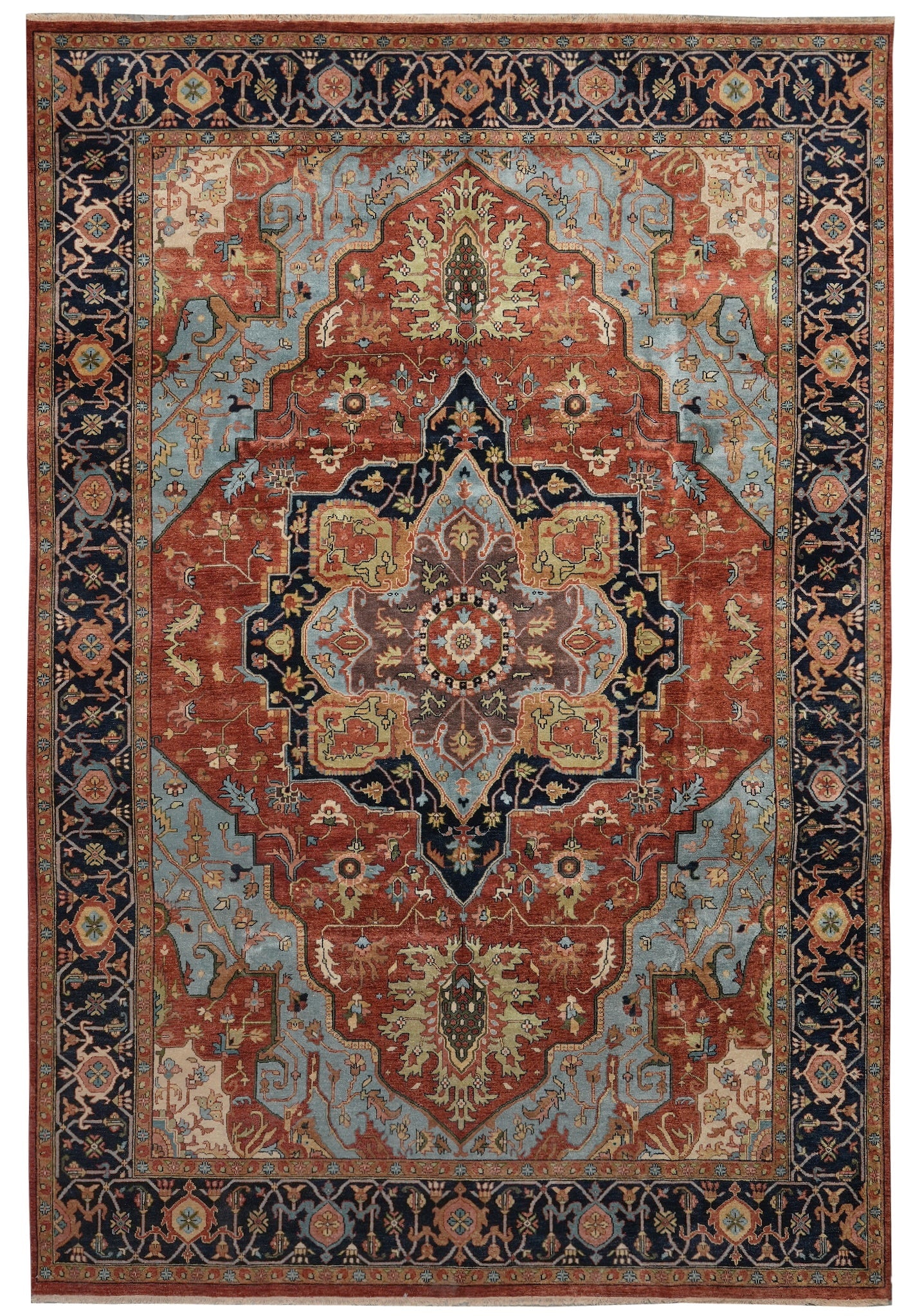 9.9 x 14 Handmade Serapi Rug Antique Reproduction Wool Persian Design: 9.9 x 14 Handmade Serapi Rug Antique Reproduction Wool Persian Design Free continental US Shipping This 9.9 x 14 foot handmade Serapi rug is a detailed reproduction of the classic antique Serapi style