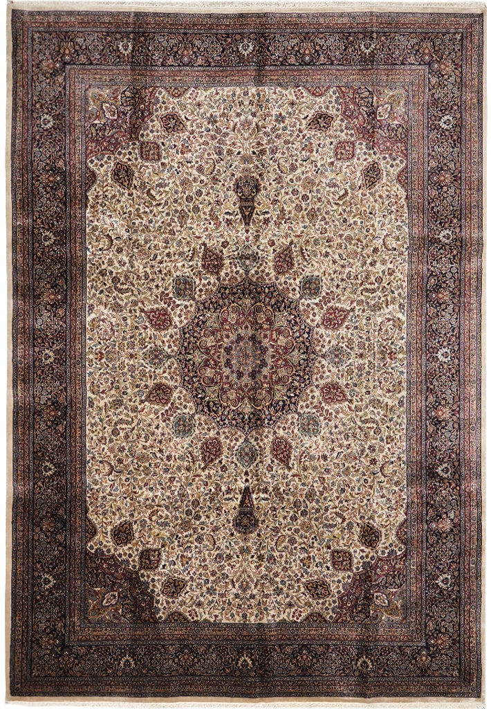 10 x 14 Handmade India Sheikh Safi Tabriz Wool Rug: 10 x 14 Handmade India Sheikh Safi Tabriz Wool Rug Free continental US Shipping Handmade India Sheikh Safi Tabriz rug in a 10 x 14 size, hand-knotted by skilled artisans using premium natural wool. It