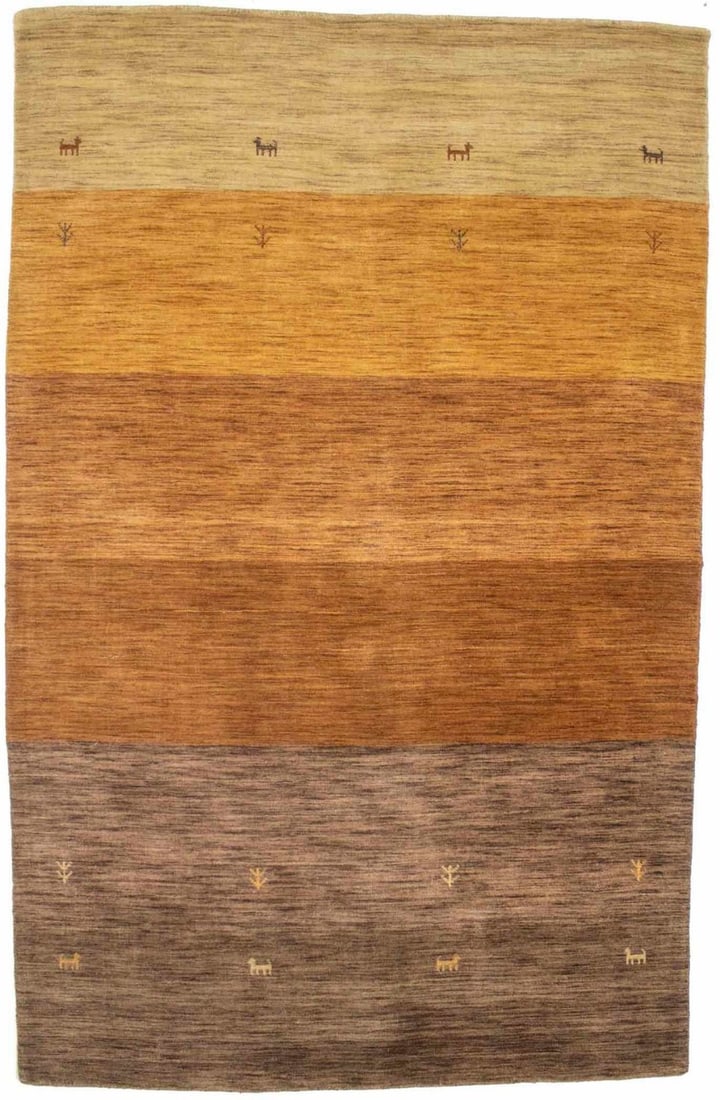 5 x 8 Hand Loomed Wool Area Rug Multicolor Striped Modern: 5 x 8 Hand Loomed Wool Area Rug Multicolor Striped Modern Hand-loomed rectangular area rug with a multicolor striped design in a contemporary style. It is made of wool and described as handmade, knott