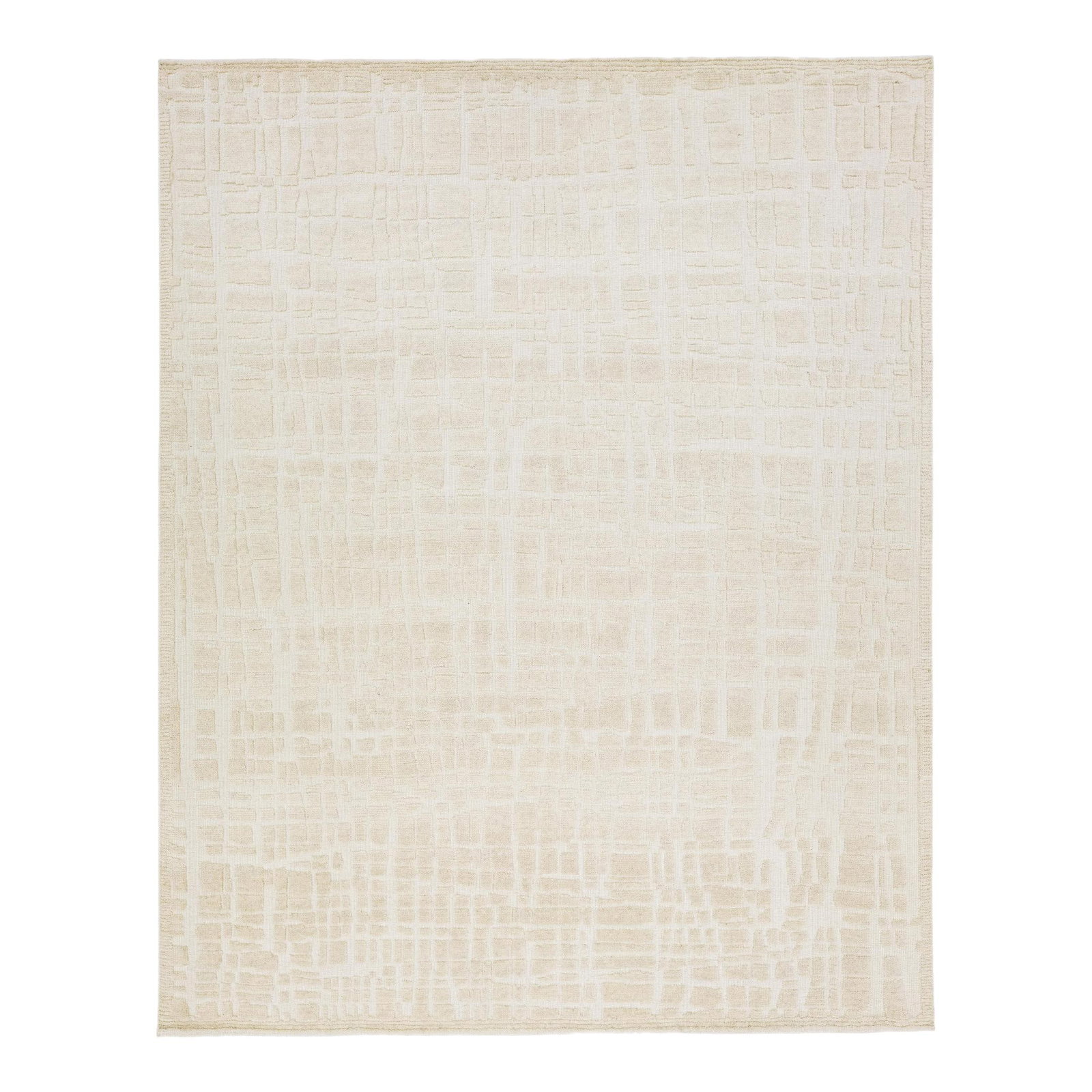 Modern Abstract Moroccan Wool Rug 8' x 10'1' Beige: Modern Abstract Moroccan Wool Rug 8' x 10'1' Beige Elevate your space with this stunning hand-knotted wool rug, featuring a modern Moroccan-inspired motif. The design highlights a captivating abstract