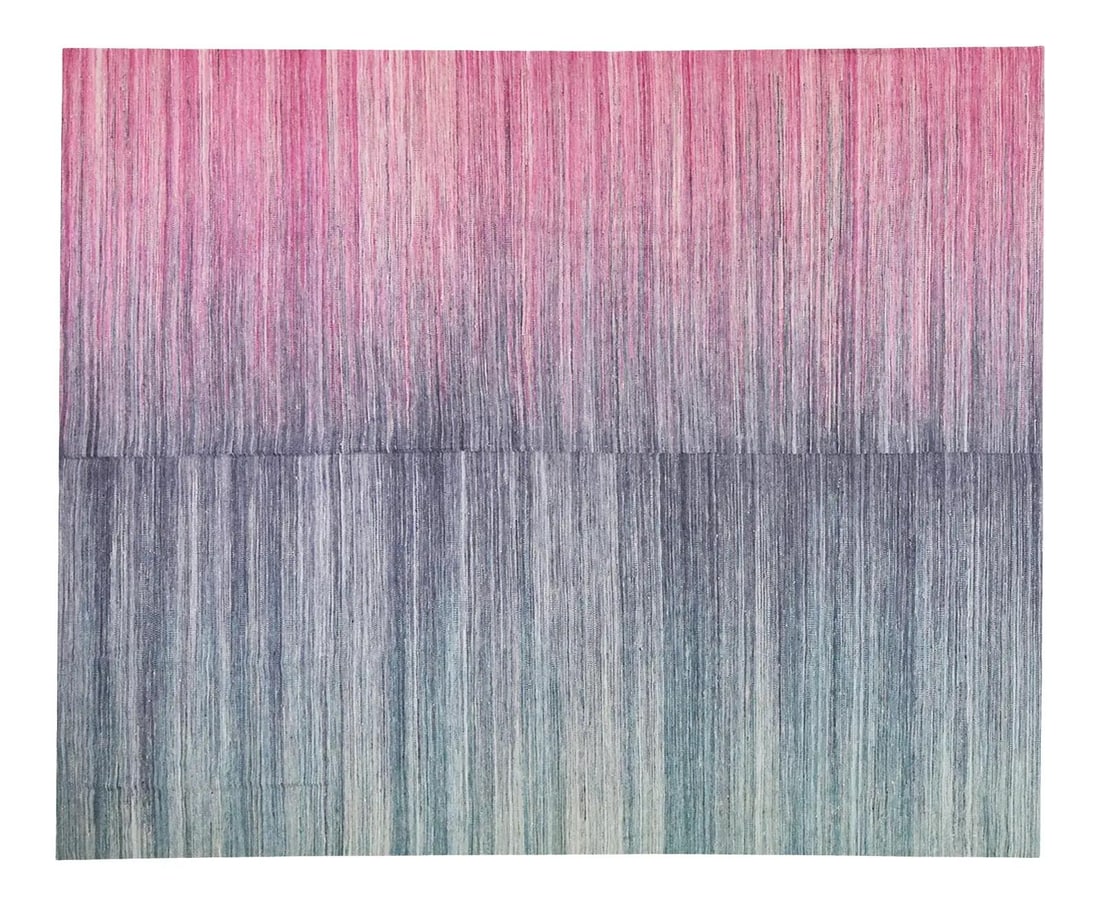 Handwoven Mazandaran Wool Kilim Rug with Geometric Design 8'x9'8": Handwoven Mazandaran Wool Kilim Rug with Geometric Design 8'x9'8" This vintage Mazandaran kilim is a hand-woven tribal rug crafted from organic wool and features natural colors in a geometric pattern.