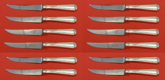 Towle Louis XIV Sterling Silver Steak Knife Set 12 pcs 8.5 inch: Towle Louis XIV Sterling Silver Steak Knife Set 12 pcs 8.5 inch This exquisite set of 12 steak knives features the classic Louis XIV pattern by Towle. Each knife is crafted with a sterling silver holl