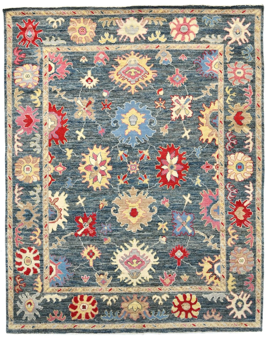 Handmade Gray Floral Wool Transitional Rug 8'0 x 10'3 Eco-Friendly: Handmade Gray Floral Wool Transitional Rug 8'0 x 10'3 Eco-Friendly Enhance your living space with this stunning handmade muted gray floral transitional oriental rug. Crafted in India, this area rug me