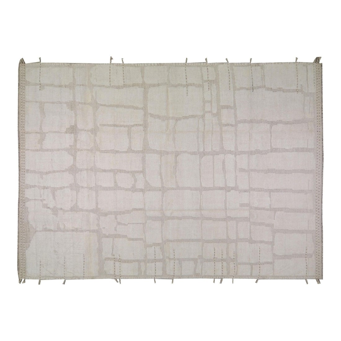 Taupe Wool Hand-Knotted Area Rug 10'3 x 14'6 Moroccan Style: Taupe Wool Hand-Knotted Area Rug 10'3 x 14'6 Moroccan Style This Moroccan hand-knotted wool rug is crafted using traditional techniques, combining timeless craftsmanship with a modern design sensibili