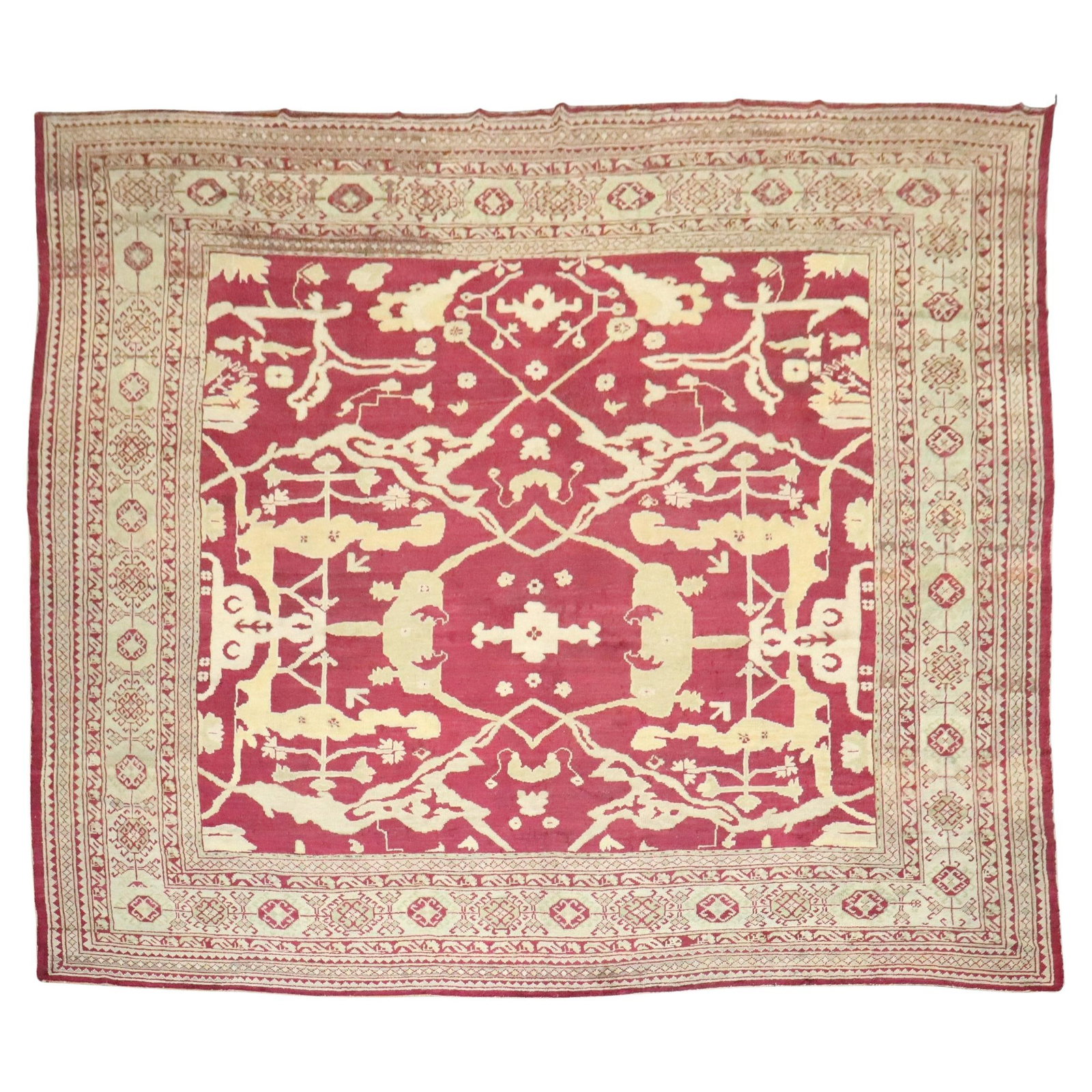 Antique Turkish Oushak Large Square Rug 13'10" x 14' Wool Hand-Woven (1 of 18)