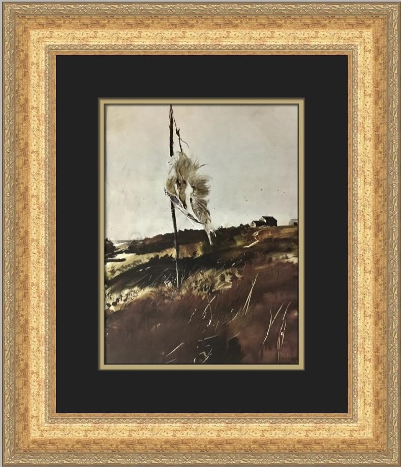 Andrew Wyeth Gull Scarecrow Custom Framed Print 20x17 Realism Art: Andrew Wyeth Gull Scarecrow Custom Framed Print 20x17 Realism Art This exquisite custom framed print features the artwork "Gull Scarecrow" by renowned artist Andrew Wyeth, produced in 1980. The print 