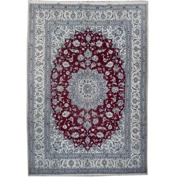 8 x 11.5 Handwoven Persian Nain Rug Wool Silk from Iran: 8 x 11.5 Handwoven Persian Nain Rug Wool Silk from Iran Free continental US Shipping Elevate your home decor with this luxurious 8 x 11.5 Wool & Silk Persian Nain rug, meticulously handwoven in Iran. 