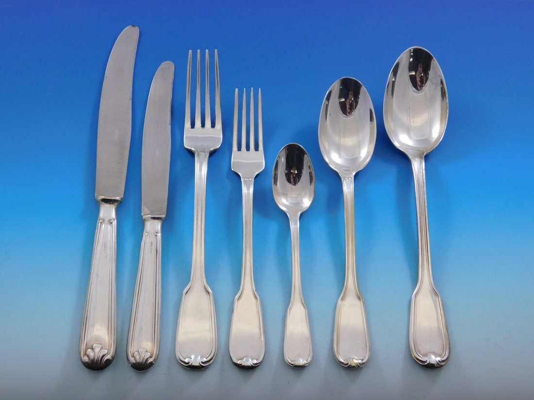 57 Piece Fiddle Thread 800 Silver German Flatware Set (1 of 5)