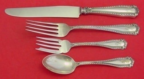 Shreve Marie Louise Sterling Silver 4-Pc Dinner Place Setting: Shreve Marie Louise Sterling Silver 4-Pc Dinner Place Setting This exquisite 4-piece dinner size place setting features the elegant Marie Louise pattern by Shreve, crafted from high-quality sterling s