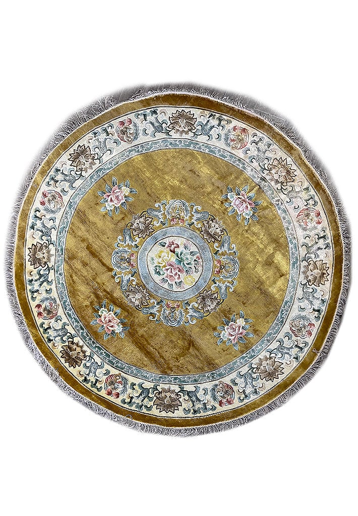 7' Round Bamboo Silk Rug Art Deco Design Handwoven Luxury: 7' Round Bamboo Silk Rug Art Deco Design Handwoven Luxury Free continental US Shipping Enhance your home with this stunning 7' x 7' Round Bamboo Silk Rug, designed in a captivating New Art Deco style.