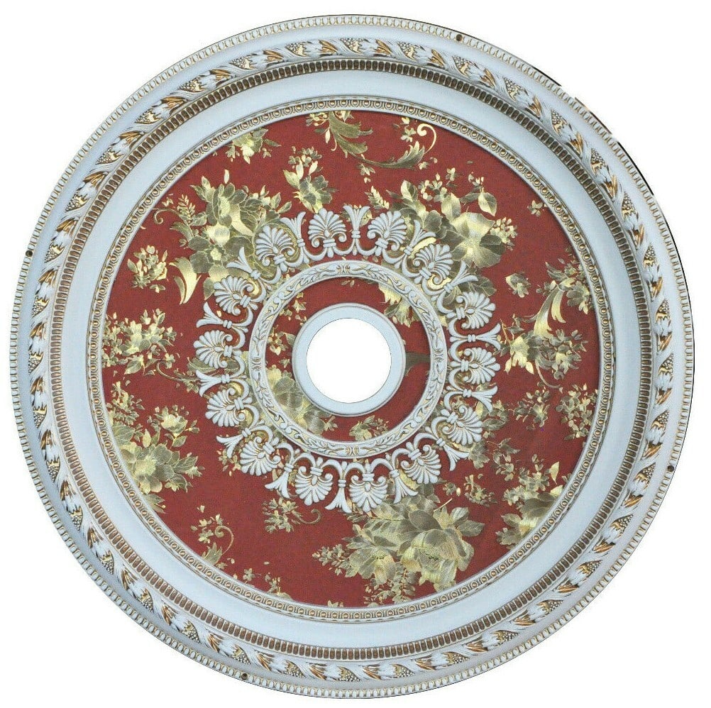 Artistry ART80 32 Inch Round Ceiling Medallion Red Rose Bouquet: Artistry ART80 32 Inch Round Ceiling Medallion Red Rose Bouquet This 32-inch round ceiling medallion features a red rose bouquet design, ideal for adding an elegant accent to foyers, dining rooms, bed
