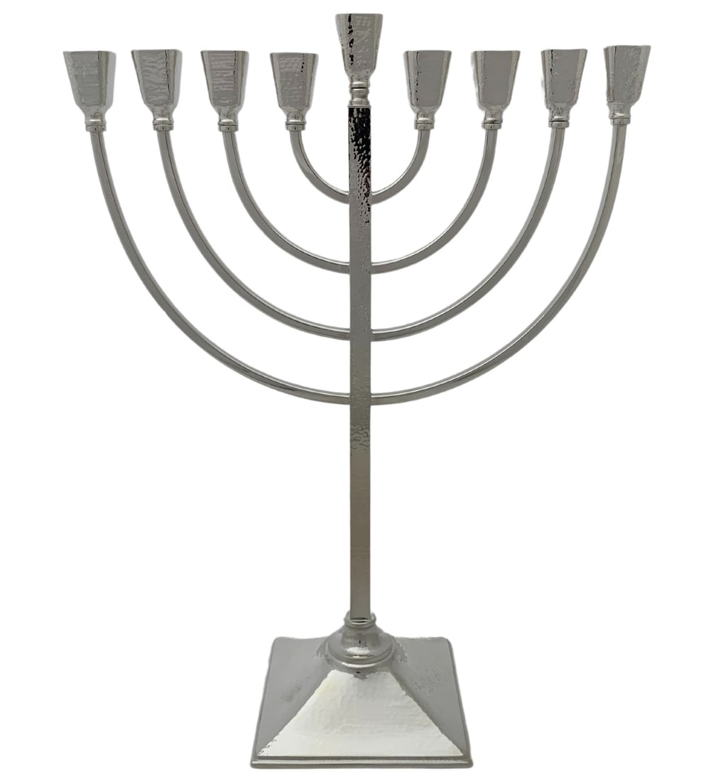 Handmade Italian 925 Sterling Silver Modern Hammered Menorah 19.25 Inches (1 of 3)