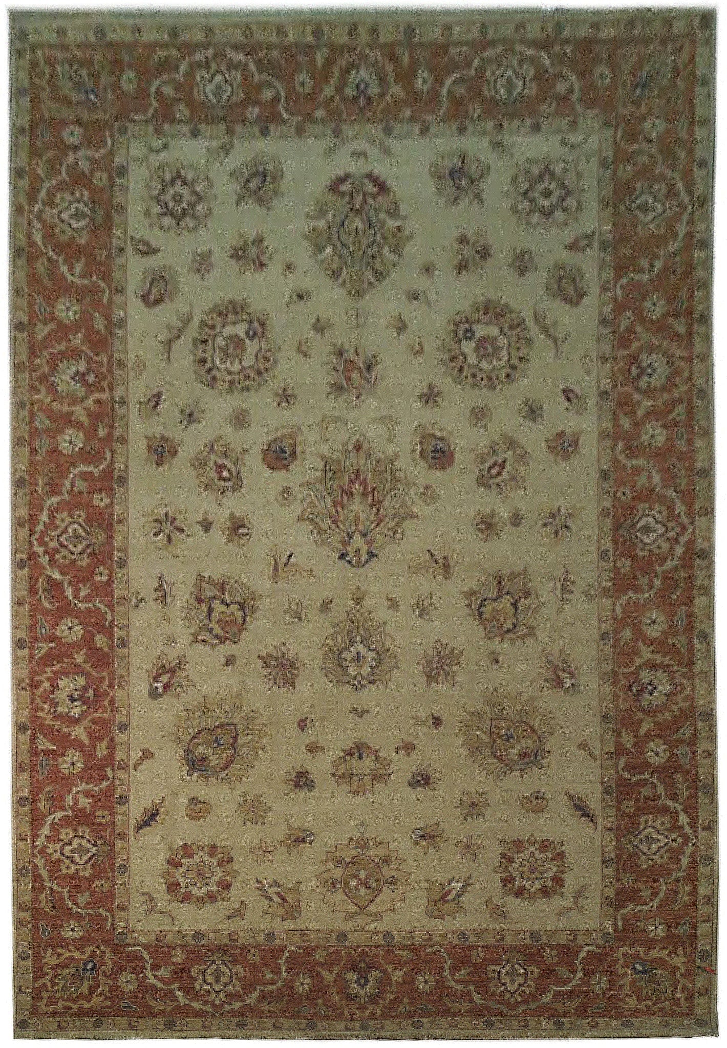 7 x 10 Handmade Chobi Rug Natural Wool Floral Design: 7 x 10 Handmade Chobi Rug Natural Wool Floral Design Free continental US Shipping This 7 x 10 handmade Chobi rug is crafted from quality natural wool and features a classic floral design in a sophisti