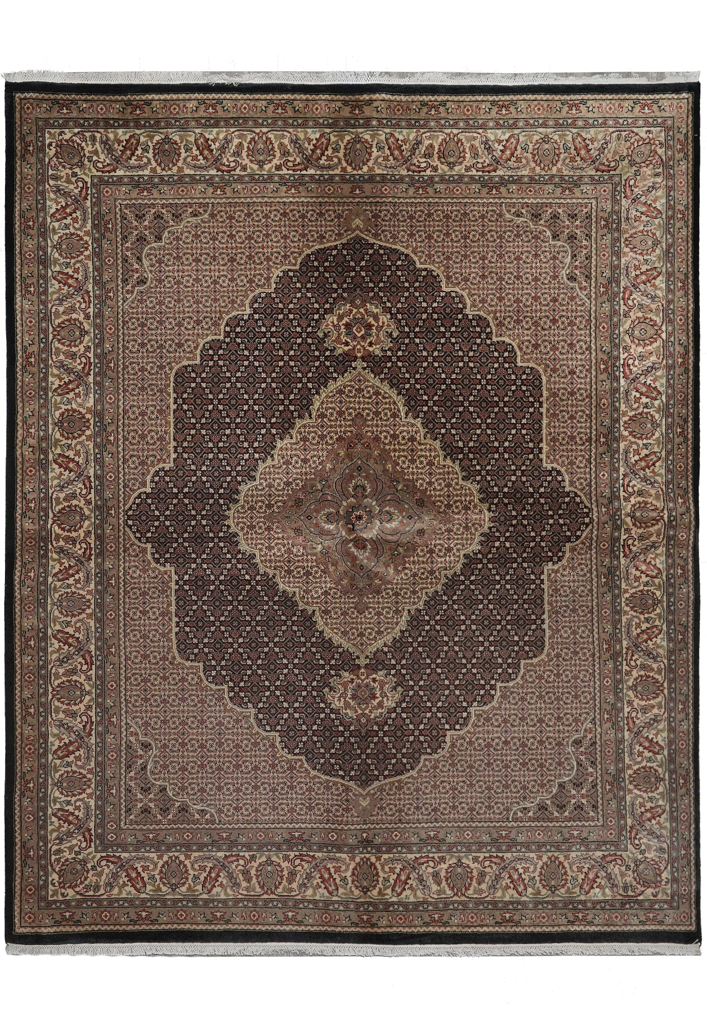 6.8 x 8 Persian Tribal Hand-Knotted Wool Silk Rug Traditional Design: 6.8 x 8 Persian Tribal Hand-Knotted Wool Silk Rug Traditional Design Free continental US Shipping This 6.8 x 8 Persian Traditional hand-knotted rug features a blend of wool and silk, expertly crafted 