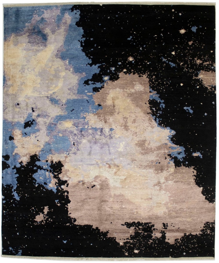 Hand-Knotted Wool Modern Abstract Multicolored Area Rug 9'10 x 8'3 (1 of 14)