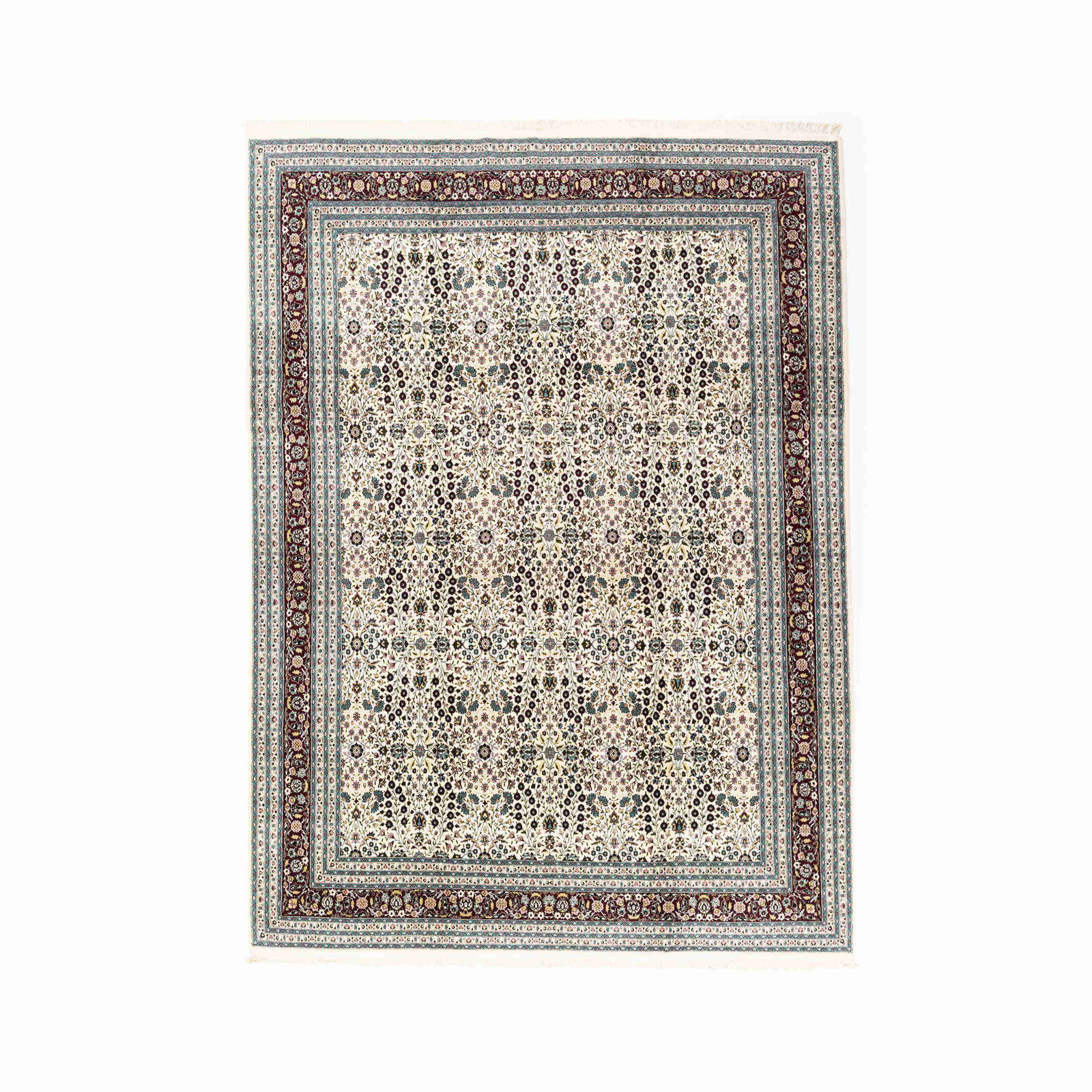 Authentic Handmade Hereke Wool on Cotton Carpet 116.5 x 160.6 Inches: Authentic Handmade Hereke Wool on Cotton Carpet 116.5 x 160.6 Inches Discover the beauty of this Authentic Handmade Hereke Carpet, crafted from high-quality wool on cotton. This exquisite piece showca