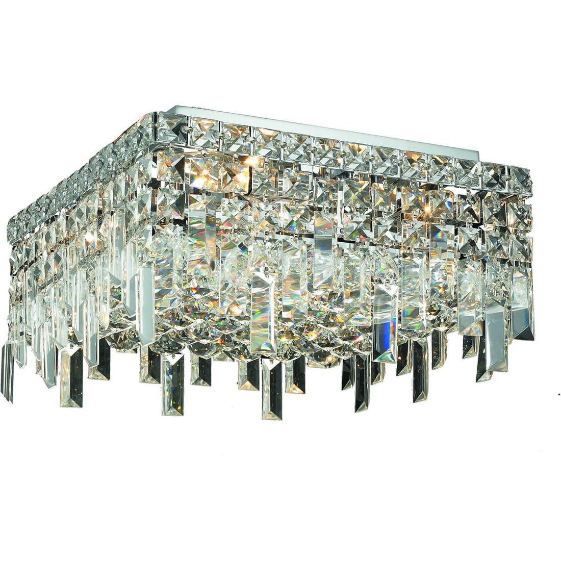Maxime 4-Light Chrome Crystal Flush Mount Chandelier 12 inch: Maxime 4-Light Chrome Crystal Flush Mount Chandelier 12 inch This modern flush mount chandelier features a chrome finish and royal cut clear crystal accents, offering a sophisticated touch to any room