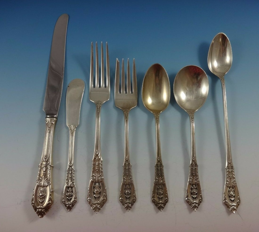 Wallace Rose Point Sterling Silver Flatware Set 59 Pieces for 8 with Storage Chest (1 of 6)