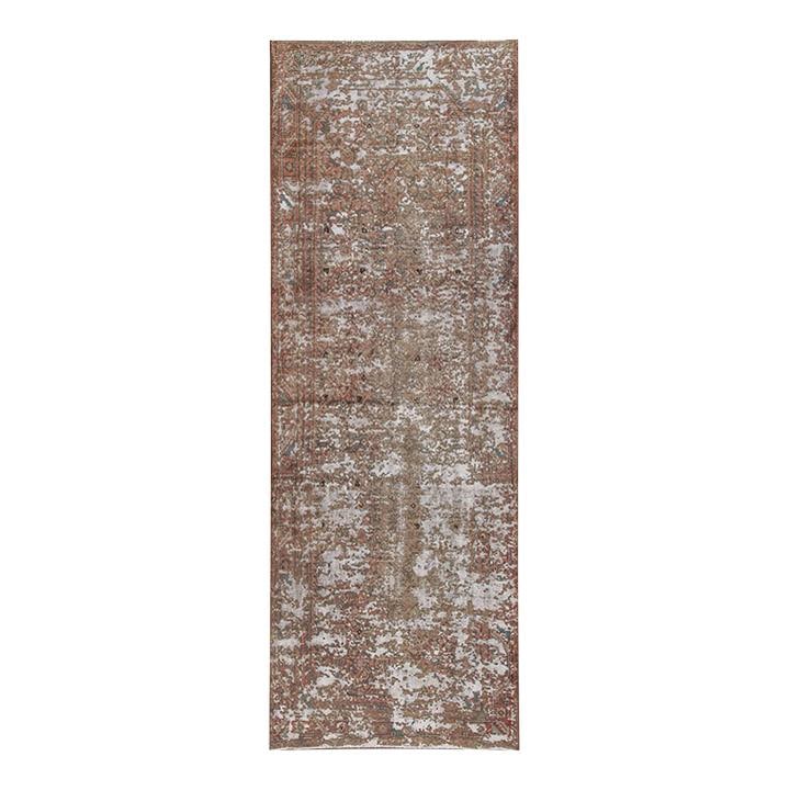 Vintage Tabriz Handmade Wool Rug Tan Geometric Design 3'3 x 9'10: Vintage Tabriz Handmade Wool Rug Tan Geometric Design 3'3 x 9'10 Discover the elegance of this beautiful Vintage Tabriz Rug, expertly hand-knotted from luxurious wool. Featuring a warm tan field adorn