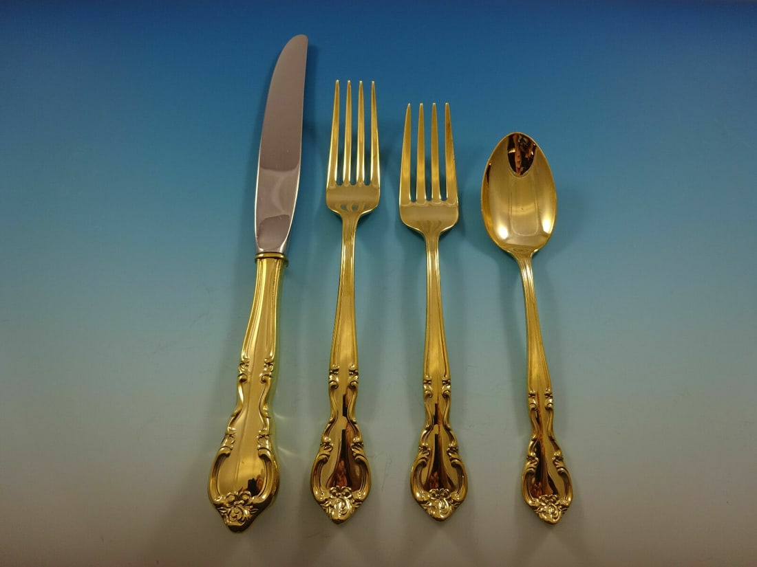 Easterling American Classic Vermeil Sterling Silver 4-Piece Place Setting: Easterling American Classic Vermeil Sterling Silver 4-Piece Place Setting Elevate your dining experience with this exquisite 4-piece place setting in the American Classic Vermeil pattern by Easterling