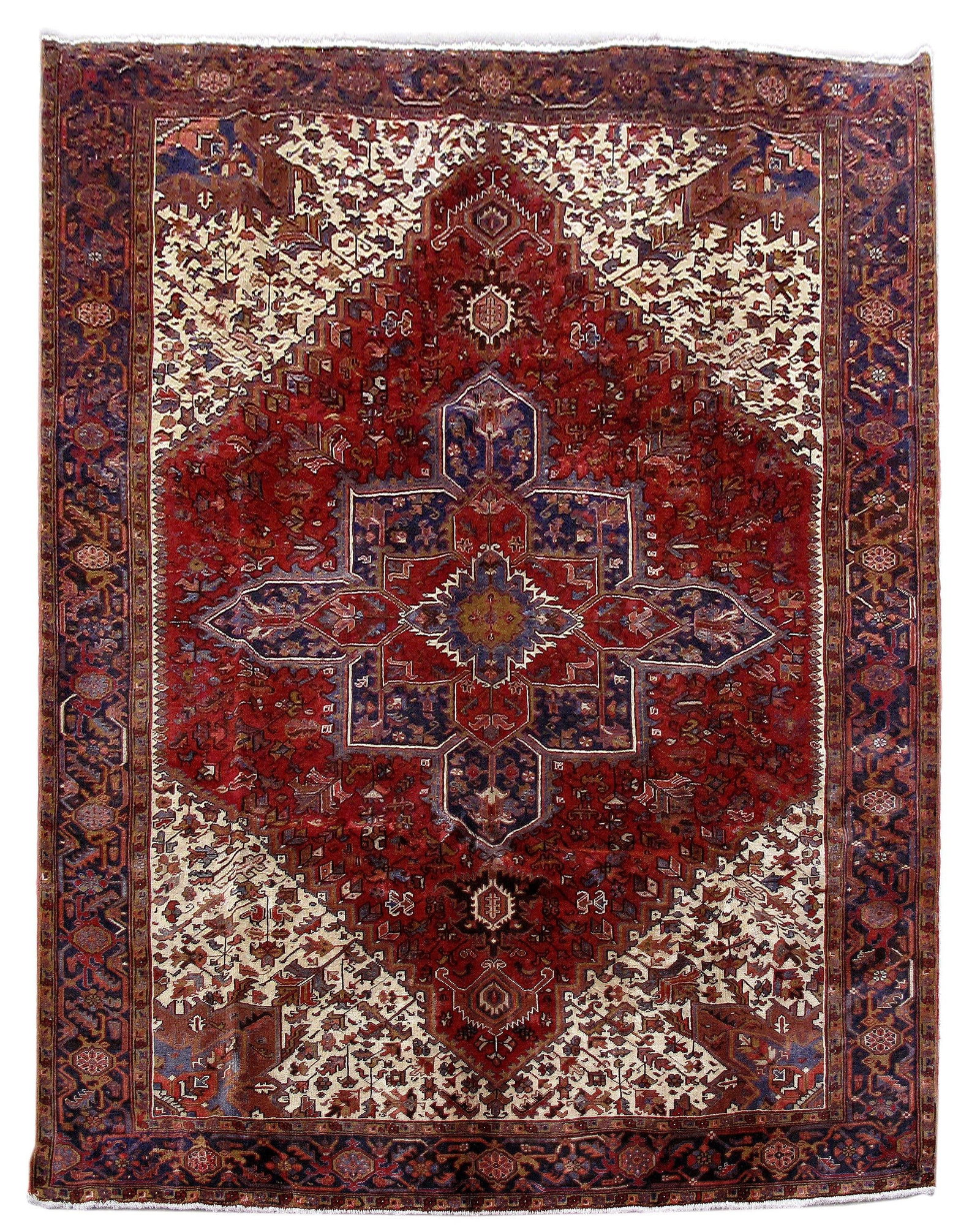 Handcrafted Red Persian Heriz Rug 10'2 x 12'10 Traditional Design: Handcrafted Red Persian Heriz Rug 10'2 x 12'10 Traditional Design Free continental US Shipping Enhance your living space with this exquisite handcrafted Red Persian Heriz Rug. Designed by skilled Pers