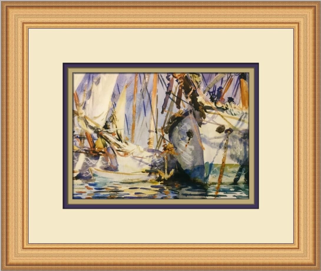 John Singer Sargent White Ships Custom Framed Art Print 12 x 14: John Singer Sargent White Ships Custom Framed Art Print 12 x 14 Celebrate the beauty of John Singer Sargent's work with this stunning print titled "White Ships." This custom framed piece features a me