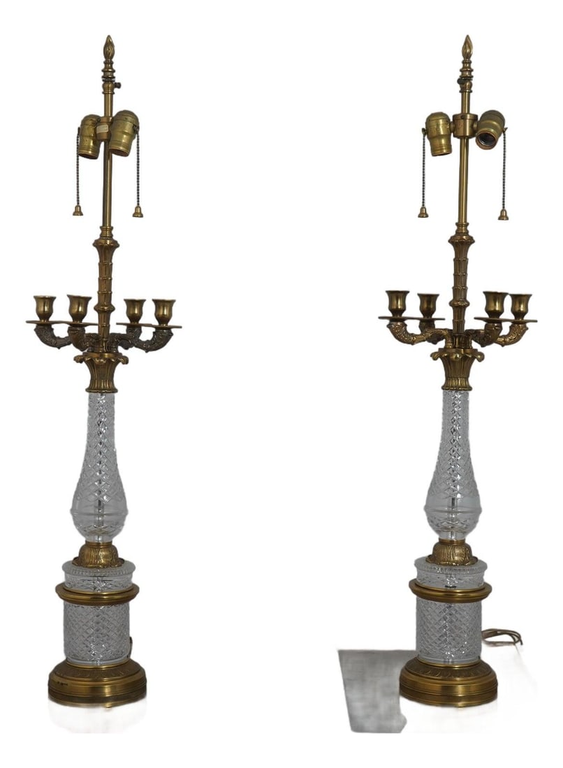 Pair of Crystal French Style Candelabra Table Lamps Warren Kessler (1 of 10)